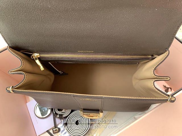 DELVAUX女包 Brillant系列 粒紋牛皮 德爾沃女手提包 Dv0028 togo橡木灰巧克力 Delvaux女單肩斜挎包  fcs1241